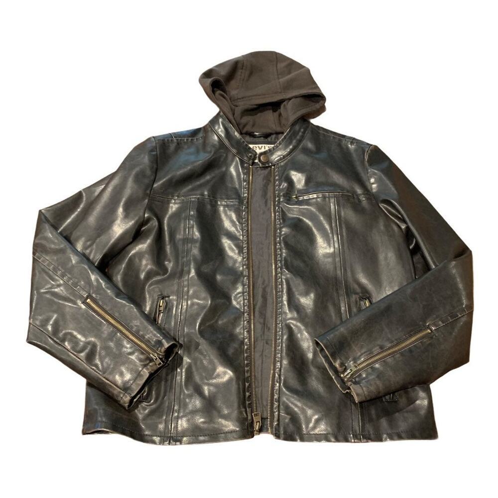 LEVI’S Men’s Black Faux Leather Jacket Coat Size Medium